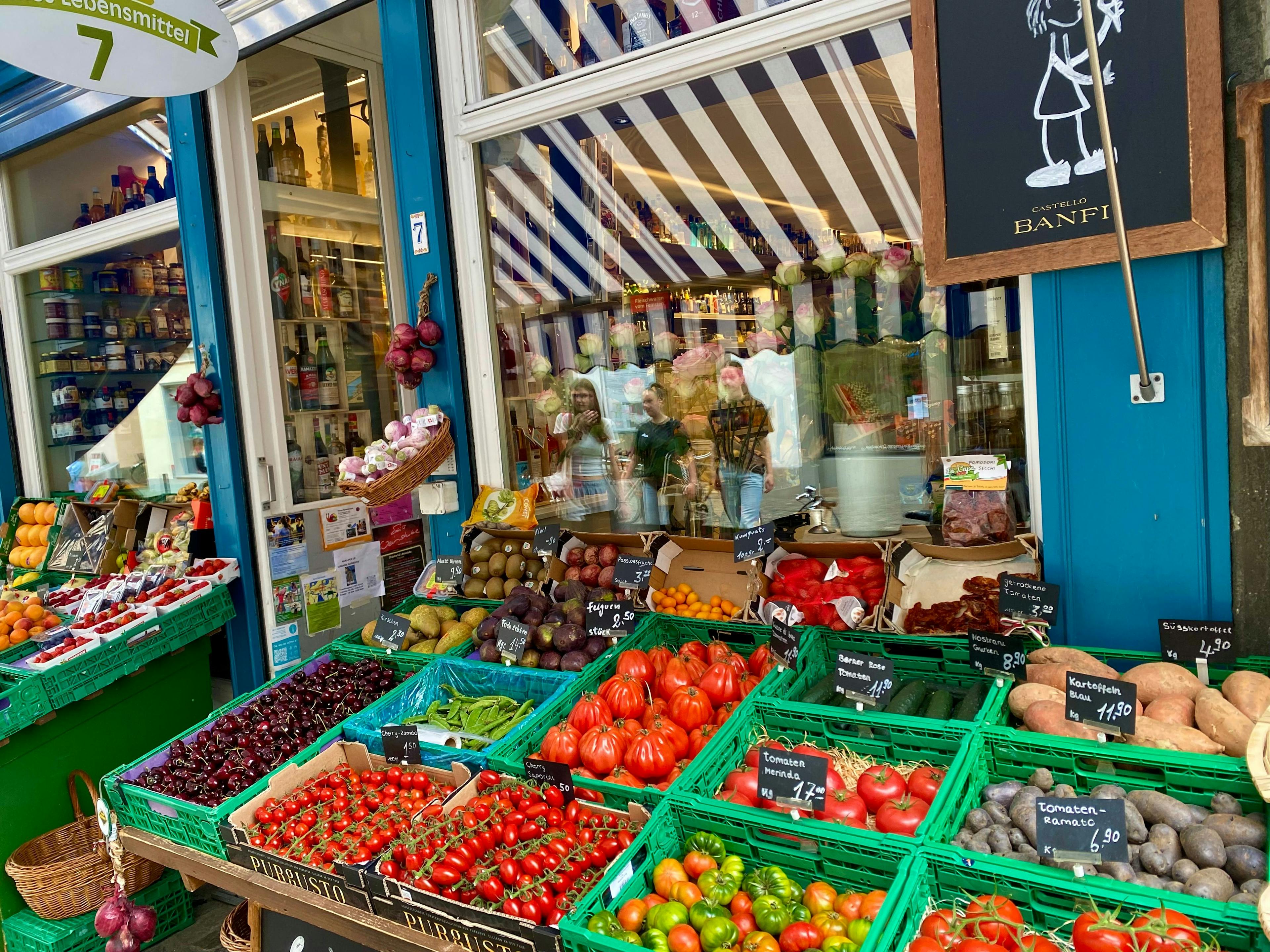 vegetables in front of shop